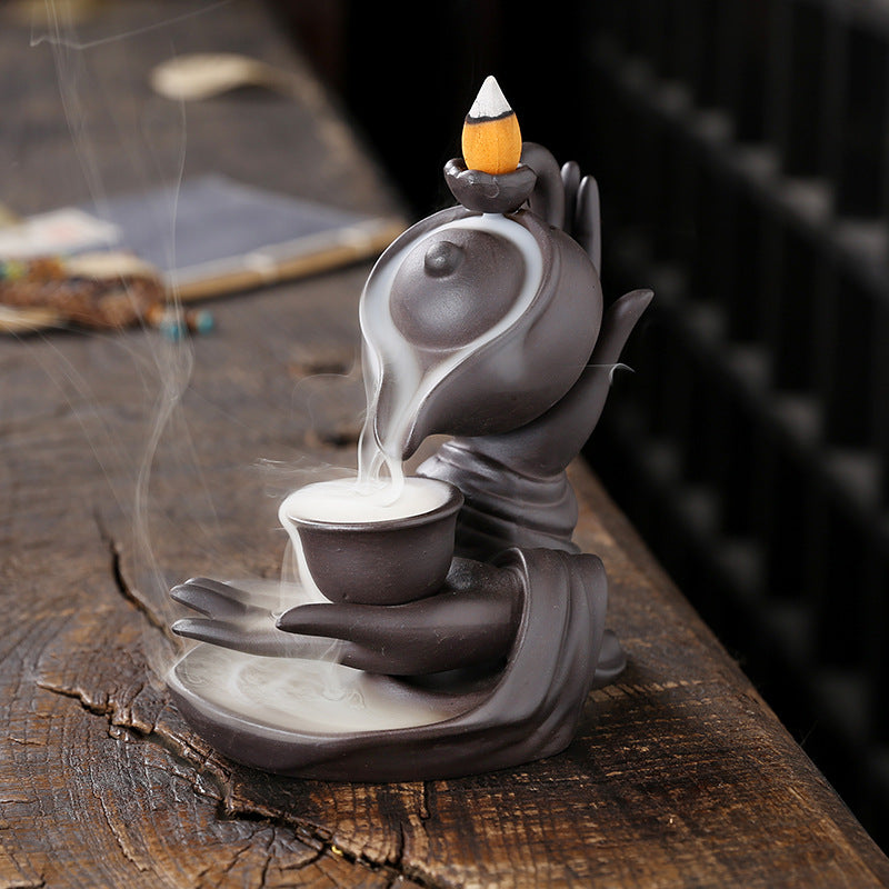 Buddha Hand Hanging Pot High Flush Backflow Incense Burner