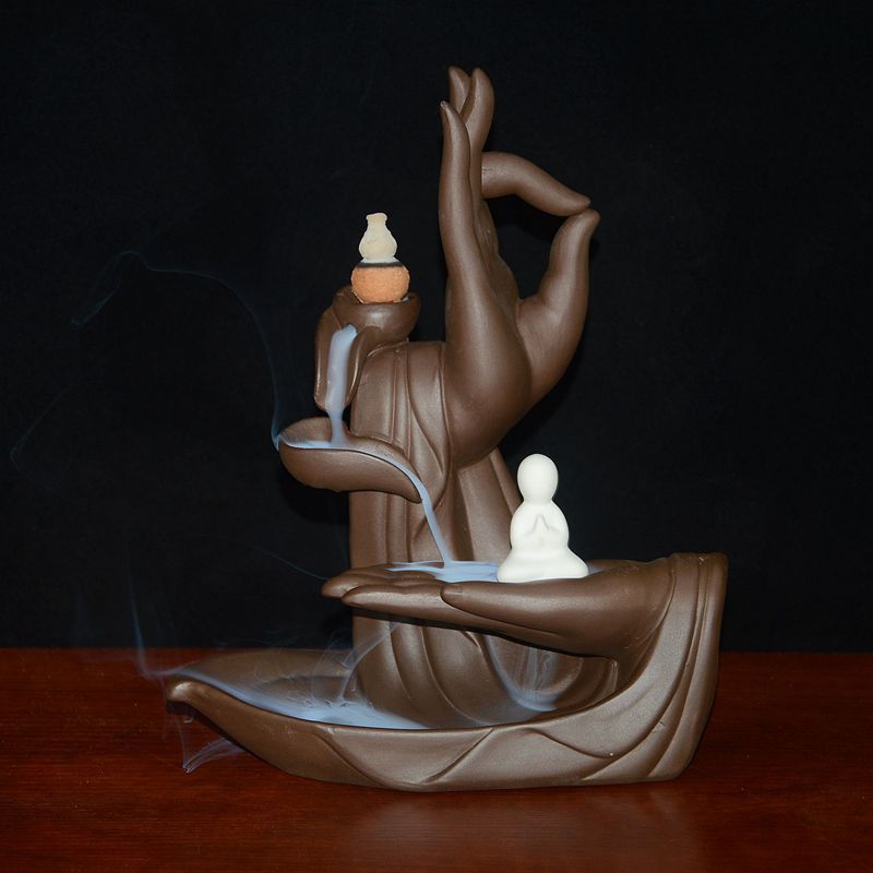 Backflow Incense Burner Creative Piece Ceramic Buddha's-Hand Lotus